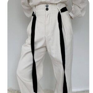 Polder Cream Trousers with Black Tie Belt